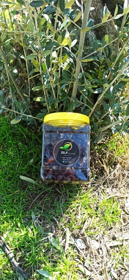 Doğal Fermente Taş Baskı Gemlik tip İri Boy ZELFnatural Siyah Zeytin