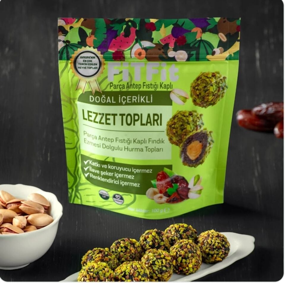 Mix Paket Dolgulu Hurmalı Meyve Topları Glutensiz ve Doğal Sağlıklı Atıştırmalık 100GR X 5 ADET