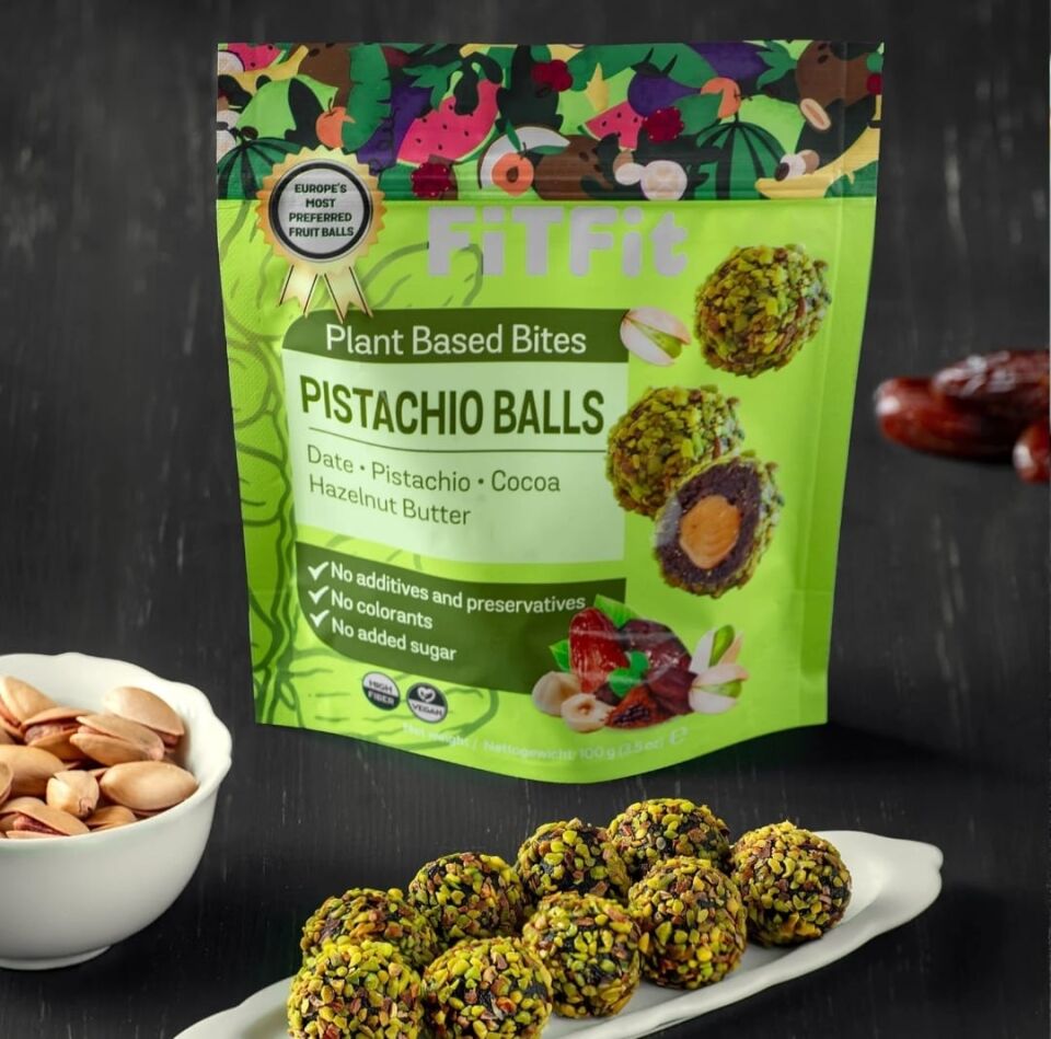 FitFit Antep Fıstıklı ve Hurmalı Meyve Topları Glutensi, Doğal Atıştırmalık 100GR X 10 ADET
