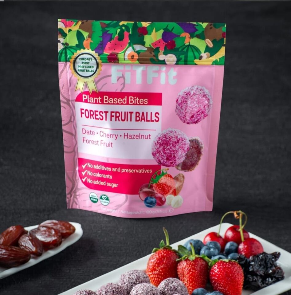 FitFit Hindistan Cevizi Kaplı Orman Meyveli Hurma Meyve Topları Glutensiz Doğal Atıştırmalık 100GR X 10 ADET