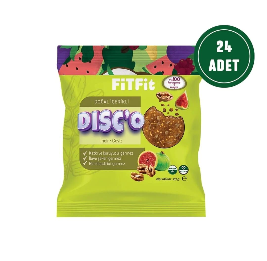 FitFit Disc'o İncir Ceviz Meyve Diski Glutensiz Doğal Atıştırmalık 20GR X 24 ADET