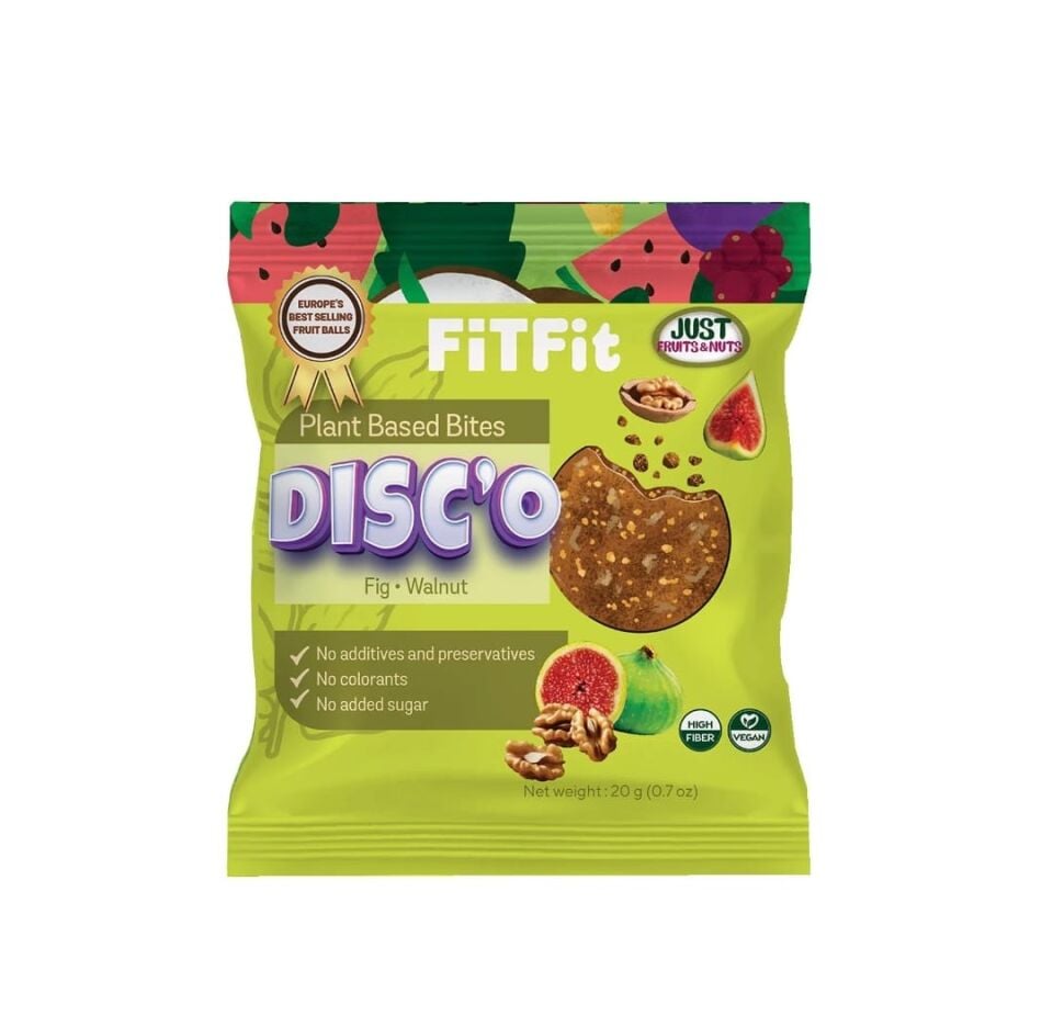 FitFit Disc'o İncir Ceviz Meyve Diski Glutensiz Doğal Atıştırmalık 20GR X 24 ADET