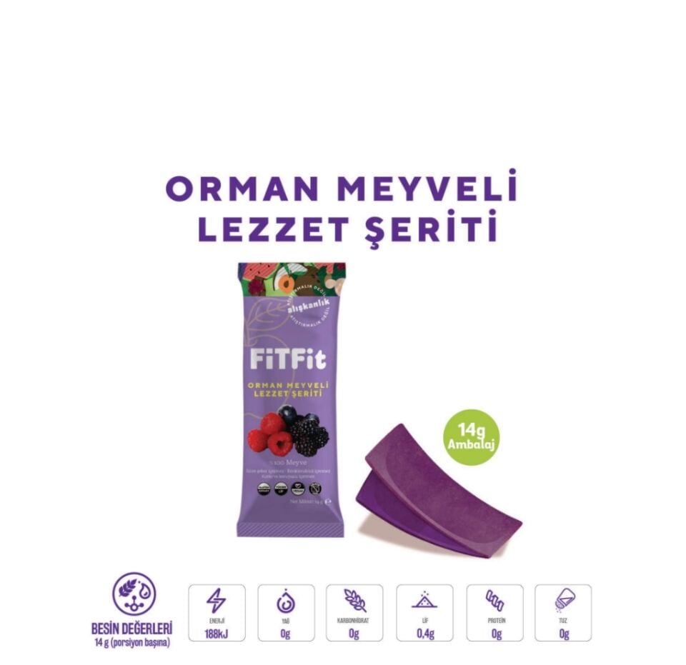 FitFit Orman Meyveli Pestil Glutensiz ve Doğal Meyve Atıştırmalığı 14GR X 12 ADET
