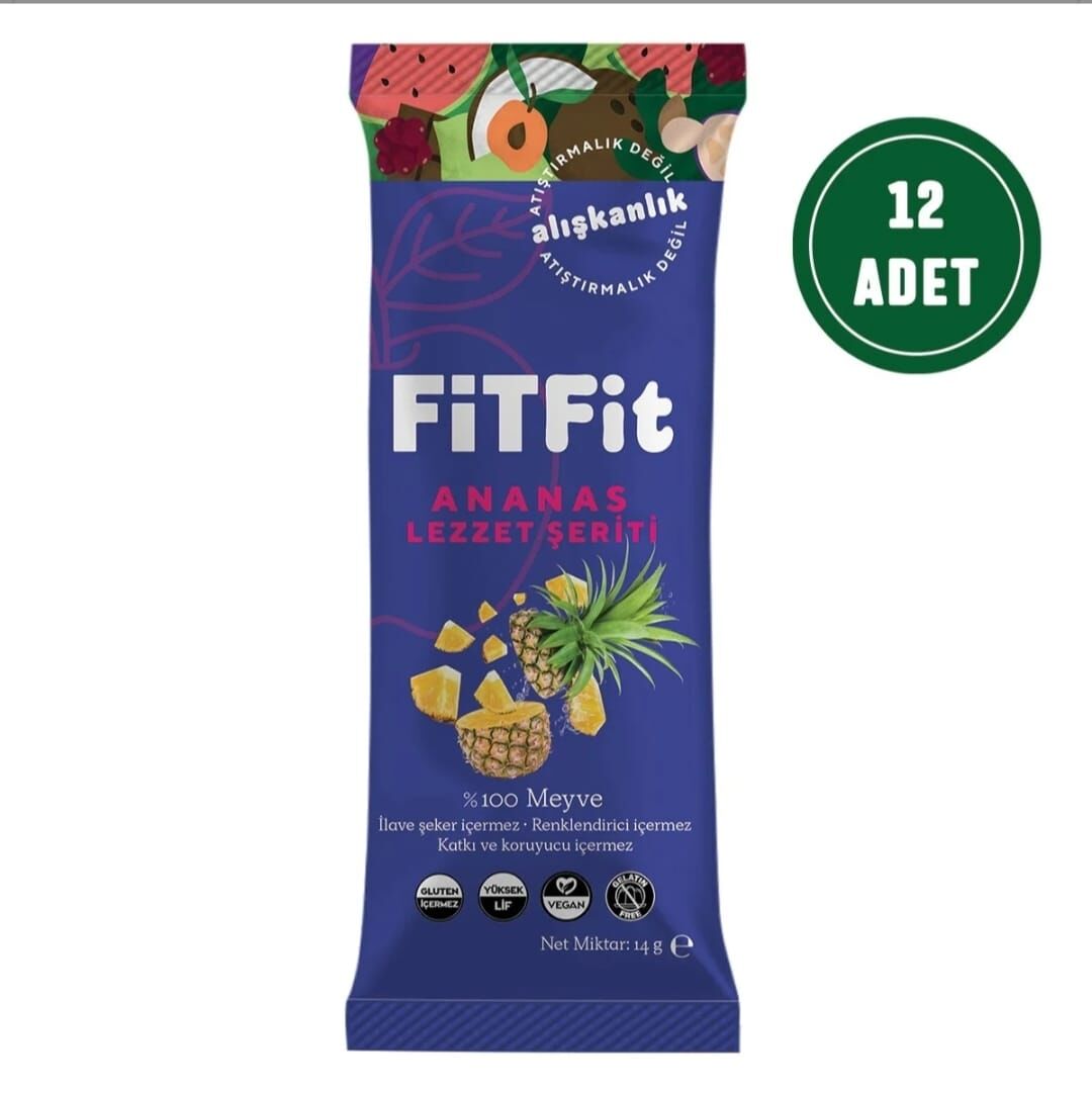 FitFit Ananas Meyve Pestili Glutensiz ve Doğal Meyve Atıştırmalığı 14GR X 12 ADET