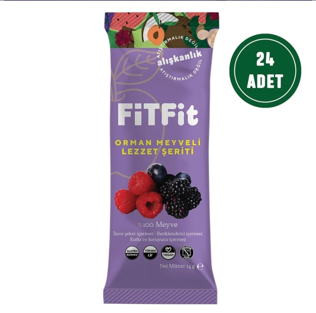 FitFit Orman Meyveli Pestil Glutensiz ve Doğal Meyve Atıştırmalığı 14GR X 24 ADET