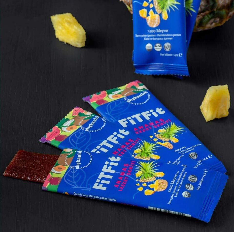 FitFit Ananas Meyve Pestili Glutensiz ve Doğal Meyve Atıştırmalığı 14GR X 24 ADET