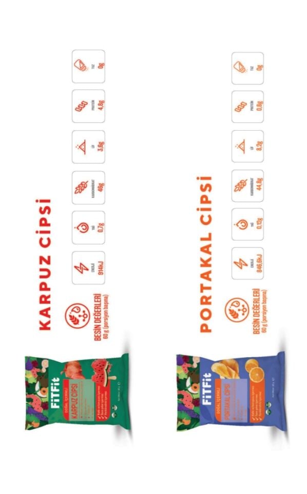 FitFit Portakal Meyve Cipsi Glutensiz ve Doğal Atıştırmalık 60gr X 10 ADET
