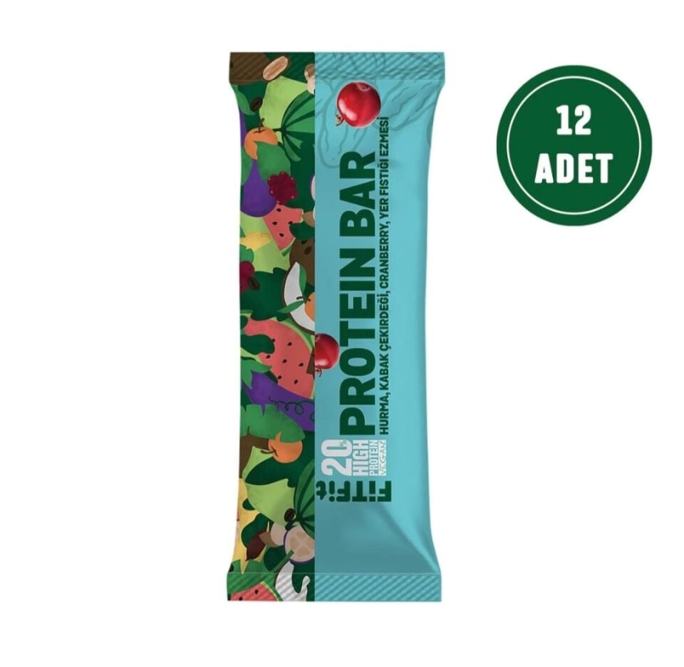 FitFit Protein Bar Yüksek Proteinli, Glutensiz ve Doğal Atıştırmalık 50GR X 12 ADET