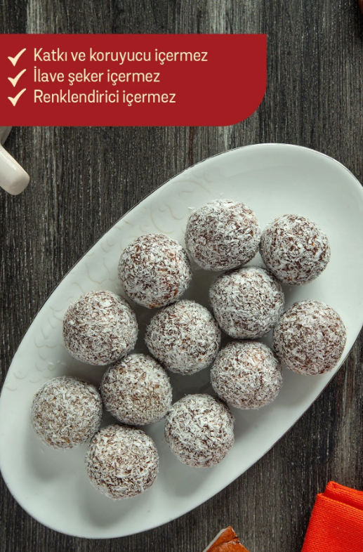 FitFit Hindistan Cevizi Kaplı Hurma Fındık Meyve Topları, Doğal Atıştırmalık 36 gr X 5 ADET