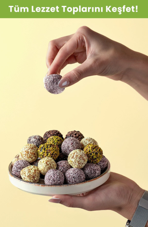 FitFit Kakao Çekirdeği Kaplı Fındık Ezmesi Dolgulu Hurma Meyve Topları, Doğal Atıştırmalık 36 gr X 5 ADET