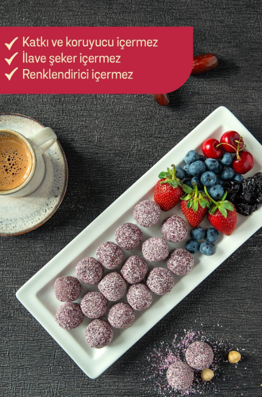 FiTFit Doğal İçerikli Sağlıklı Lezzet Topları | Orman Meyveli Hurma Meyve Topları, 100 gr x 5 ADET