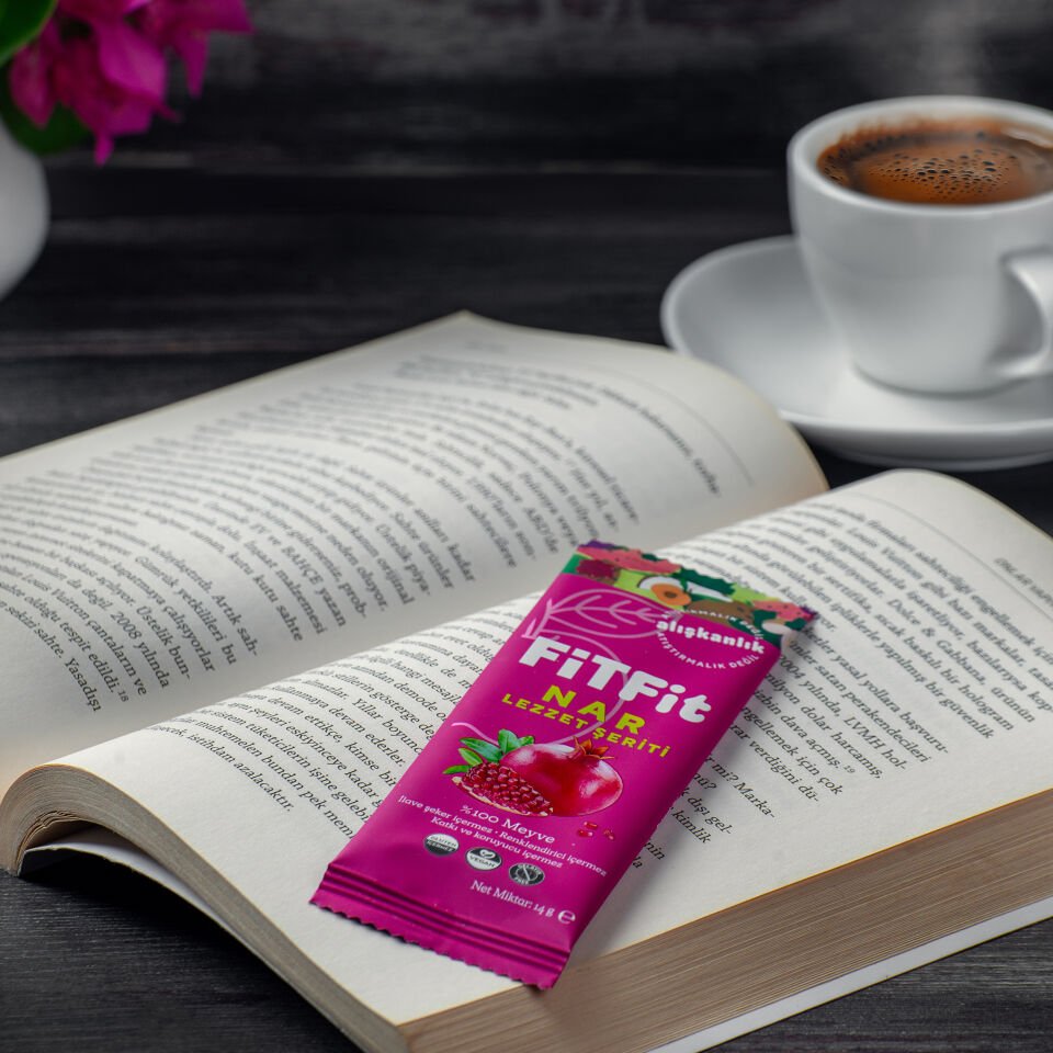 FiTFit Nar Lezzet Şeriti | Doğal Meyve Pestili Şekersiz Sağlıklı Atıştırmalık 14 gr x 6 ADET