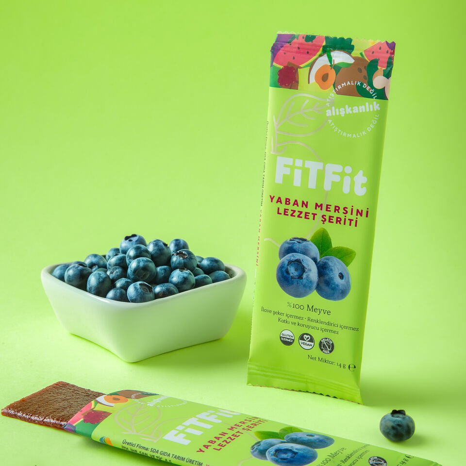 FiTFit Yaban Mersini Lezzet Şeriti | Doğal Meyve Pestili Şekersiz Sağlıklı Atıştırmalık 14 gr x 6 ADET