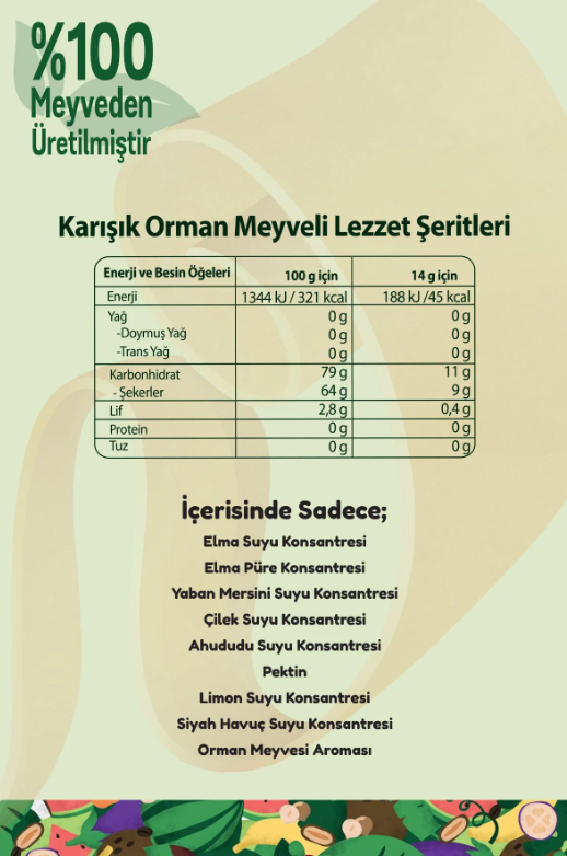Lezzet Şeriti Mix Paket Meyve Pestili Doğal Meyveli Sağlıklı Atıştırmalık 14 gr x 6 ADET