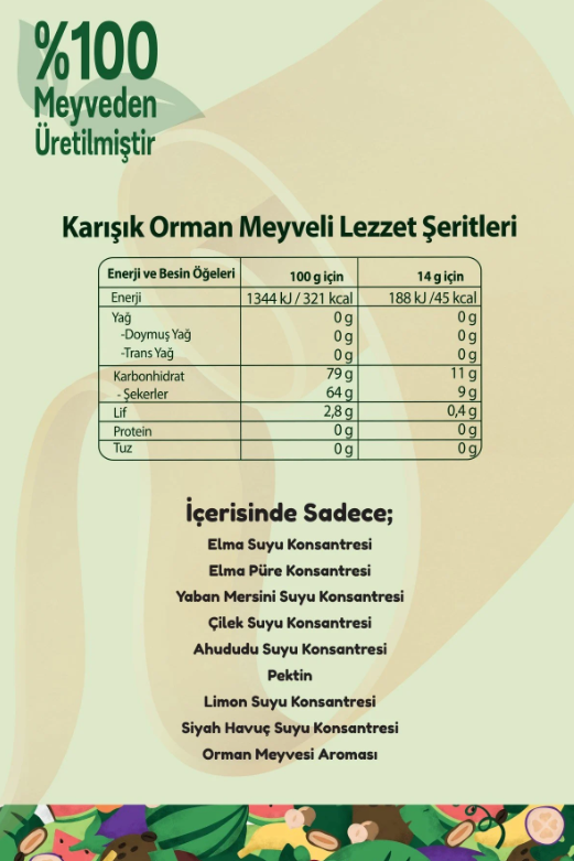 FitFit Orman Meyveli Pestil Glutensiz ve Doğal Meyve Atıştırmalığı 14 GR X 6 ADET